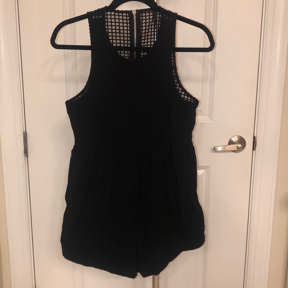 Tobi Pants - Black Romper with Lattice Back